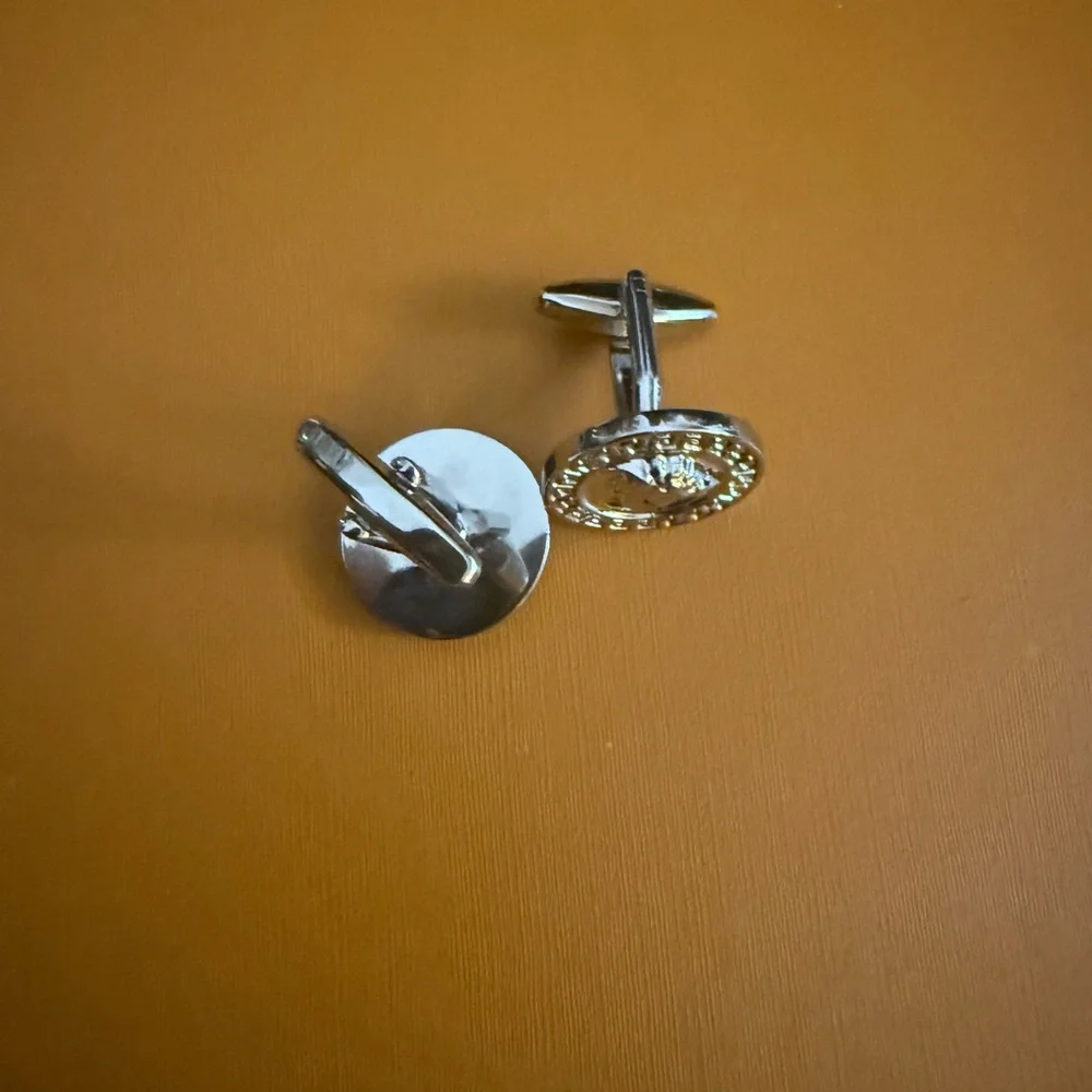 New Versace silver Medusa Round Cufflinks no box